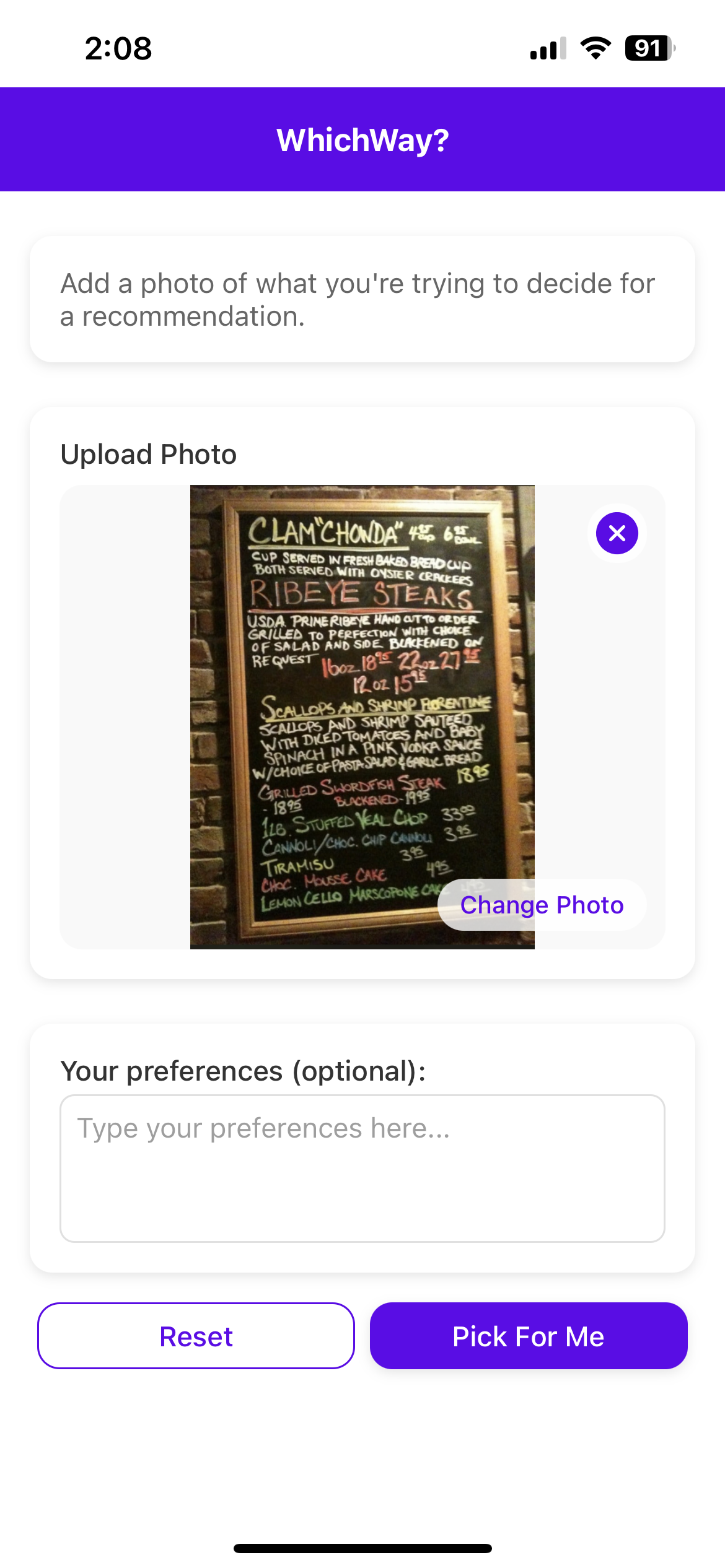 WhichWay Photo Selection